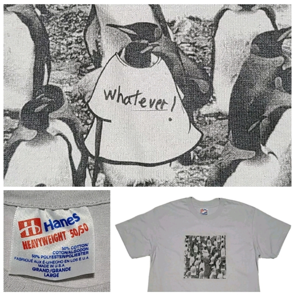 VTG Single Stitch Penguins "whatever" Hanes 50/50